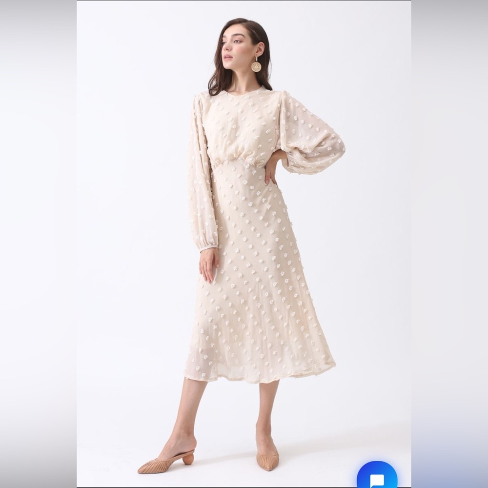 COTTON CANDY SHEER MIDI DRESS IN CREAM